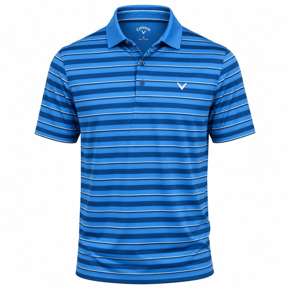 Callaway Blue Striped Golf Polo Shirt Mens XL Performance Athletic Athleisure